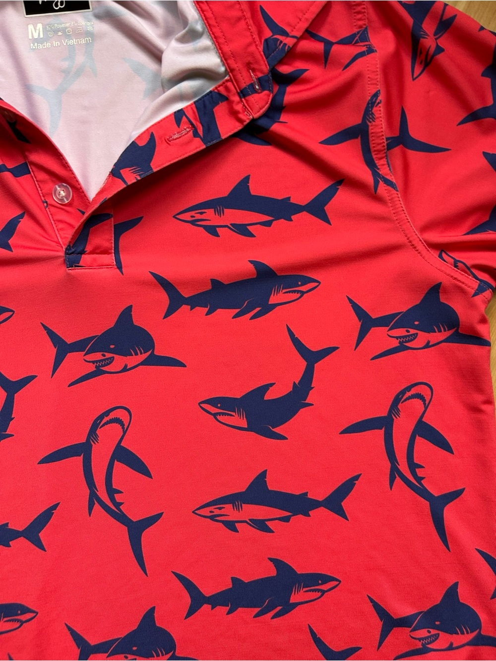Waggle Men's Coral Shark-Print Swim Shirt - Picture 3 of 3